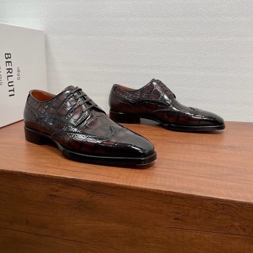 Berluti Embossed Brogue Leather Derby Shoes
