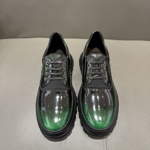 Ferragamo Patina Leather Derby Shoes Textured Sole