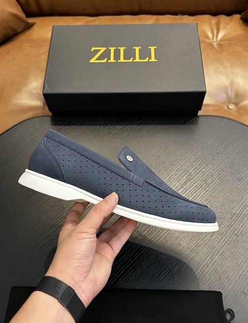 Zilli Grained Calfskin Handmade Casual Shoes
