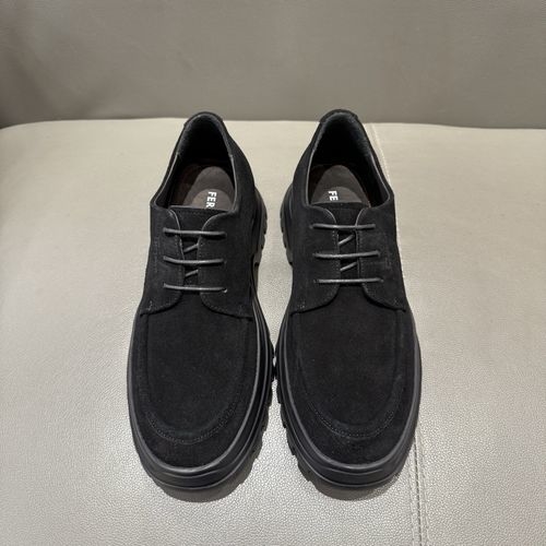 Ferragamo Stitched Upper Rubber Sole Derby Shoes