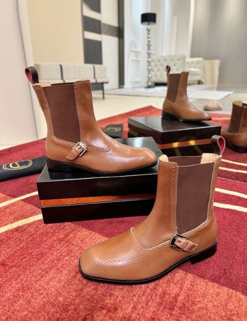 Christian Louboutin Brown Sartosea Side-buckle Perforated Elastic Boots