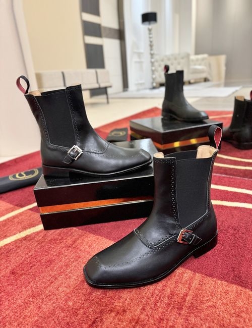 Christian Louboutin Black Sartosea Side-buckle Perforated Elastic Boots