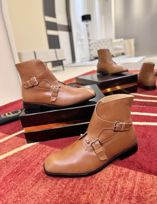 Christian Louboutin Brown Double-side-buckle Beaded Ankle Boots