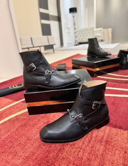 Christian Louboutin Black Double-side-buckle Beaded Ankle Boots