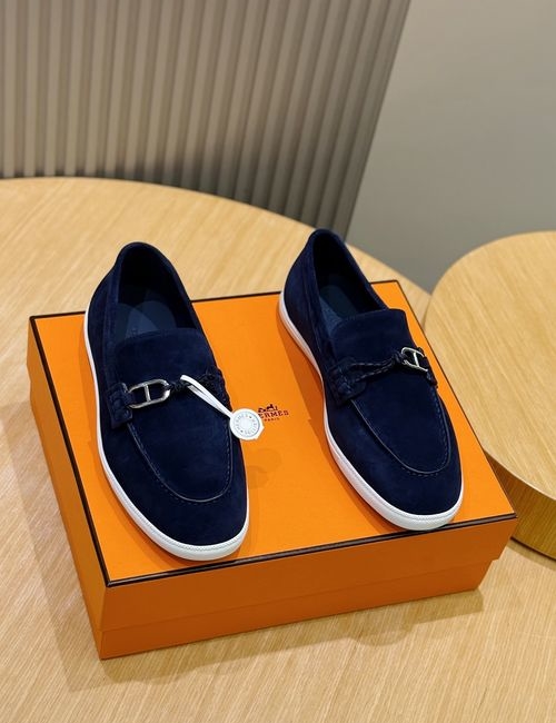 Hermes Like Leather Rope Loafers Rubber Sole