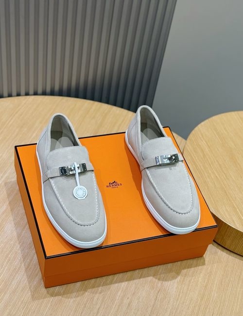 Hermes Like Leather Rope Loafers Rubber Sole