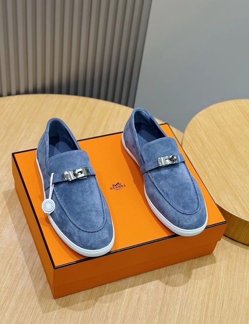 Hermes Like Leather Rope Loafers Rubber Sole