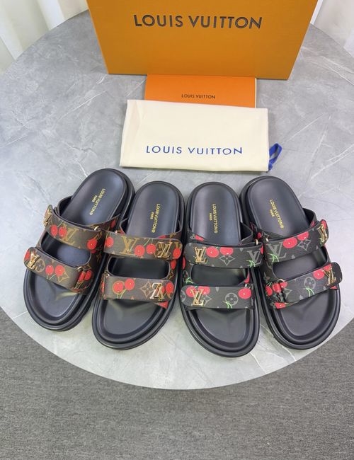 Louis Vuitton LV Cowhide Lined Straw Woven Slippers