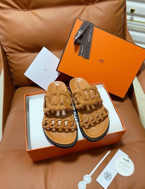 Hermes Chypre Slippers With Comfortable Soft Insole