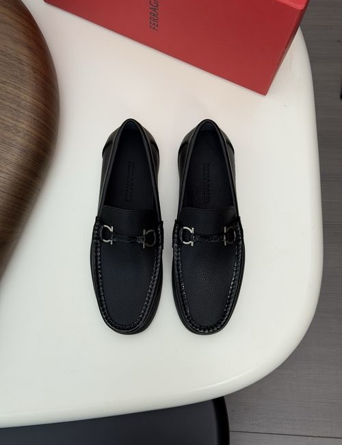 Ferragamo Driving Loafers With Slip-On Design And Box