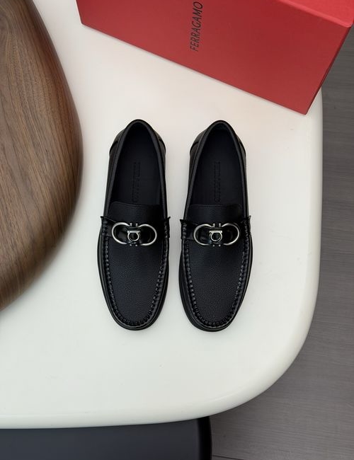 Ferragamo Driving Loafers With Slip-On Design And Box