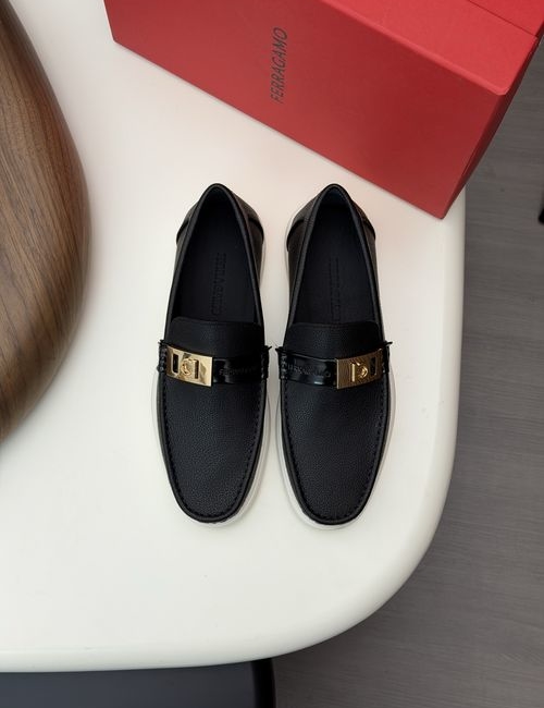 Ferragamo Driving Loafers With Slip-On Design And Box