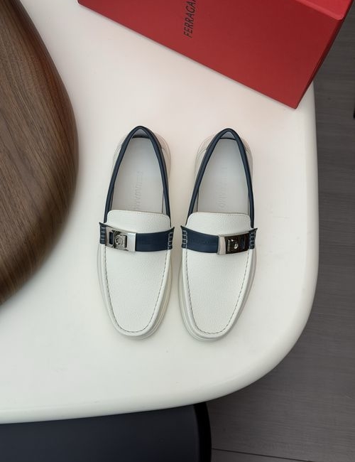 Ferragamo Driving Loafers With Slip-On Design And Box