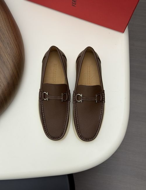 Ferragamo Driving Loafers With Slip-On Design And Box