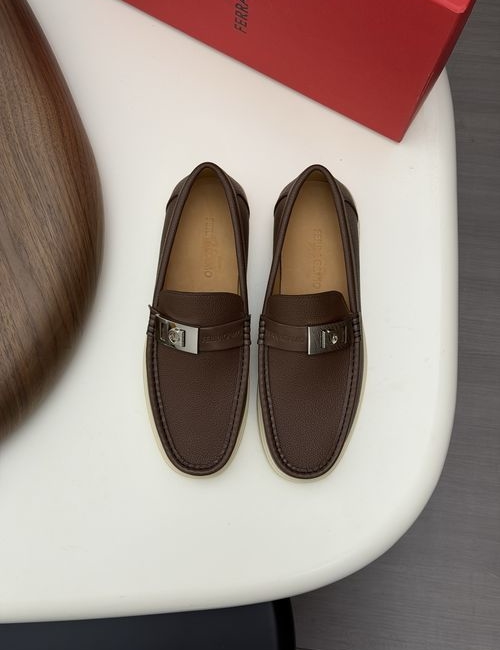 Ferragamo Driving Loafers With Slip-On Design And Box