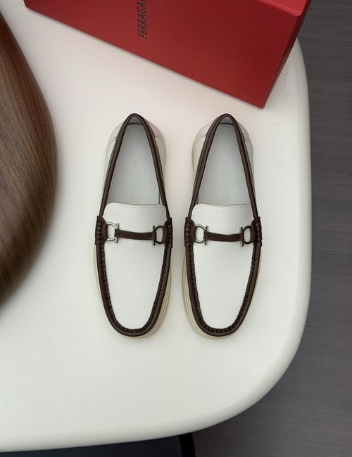 Ferragamo Driving Loafers With Slip-On Design And Box