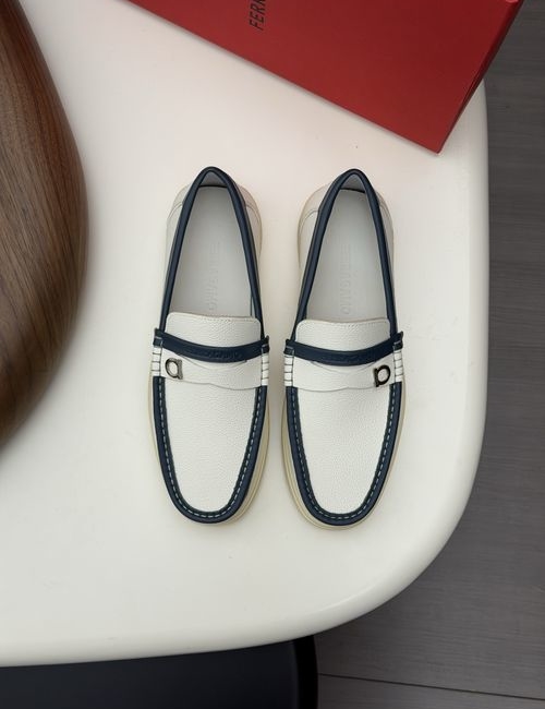 Ferragamo Driving Loafers With Slip-On Design And Box