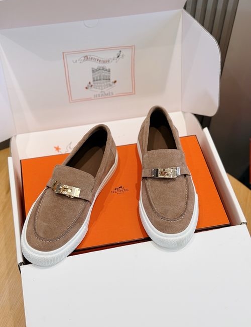 Hermes Calfskin Loafers With Woven Cord Buckle