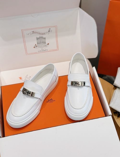 Hermes Calfskin Loafers With Woven Cord Buckle