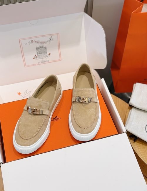 Hermes Calfskin Loafers With Woven Cord Buckle