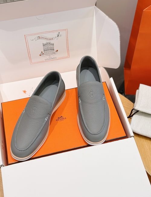 Hermes Job Loafers Suede Goat Leather Shoes