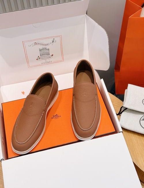 Hermes Job Loafers Suede Goat Leather Shoes
