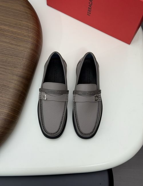 Ferragamo Driving Loafers With Slip-On Design And Box
