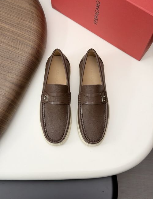 Ferragamo Driving Loafers With Slip-On Design And Box