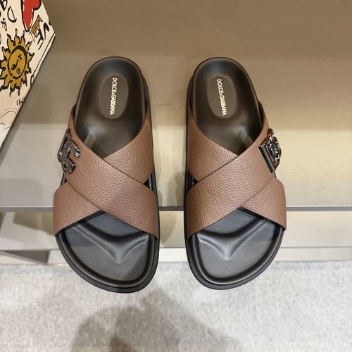 Dolce & Gabbana DG Leather Sandals With DG Buckle
