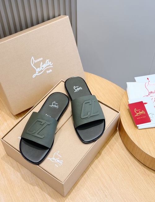 Christian Louboutin Genuine Leather Summer Slide Sandals