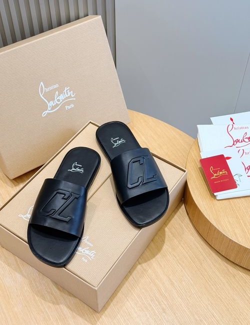Christian Louboutin Genuine Leather Summer Slide Sandals