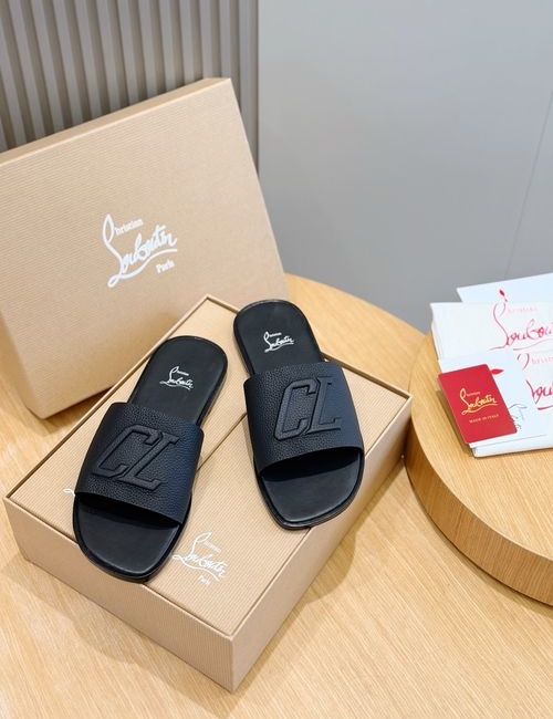 Christian Louboutin Genuine Leather Summer Slide Sandals