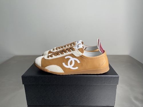 Chanel Calfskin Suede Lace-up Low-top Casual Shoes