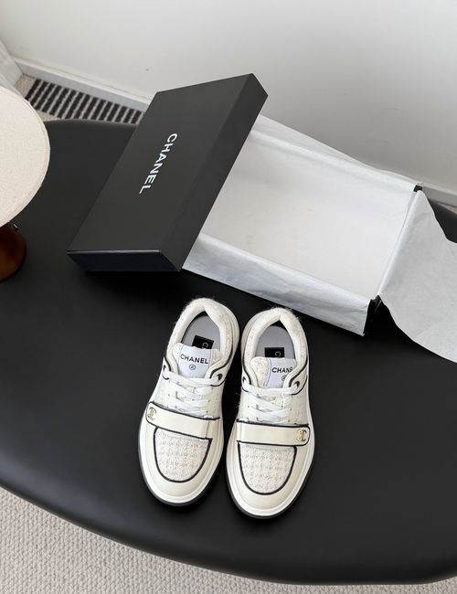 Chanel Color Block Casual Sneakers With Embossed Logo