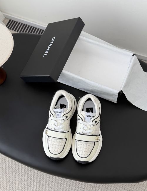 Chanel Color Block Casual Sneakers With Embossed Logo