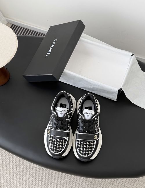 Chanel Color Block Casual Sneakers With Embossed Logo