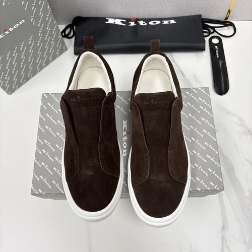 Kiton Premium Colorblock Leather Casual Shoes
