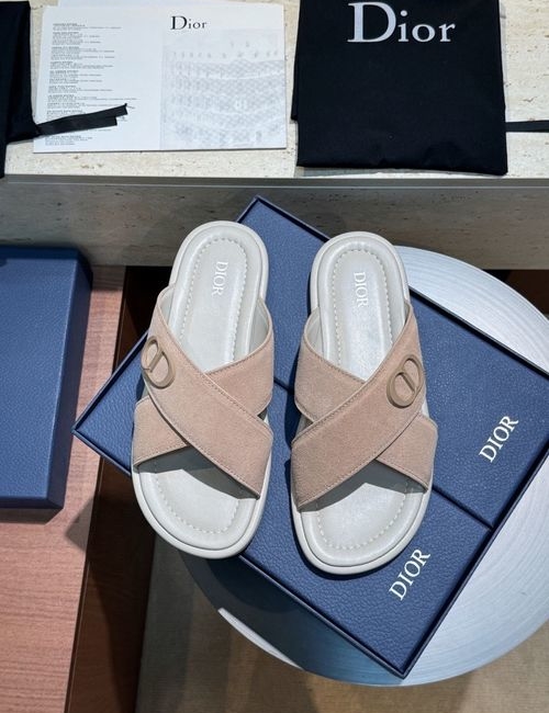 Christian Dior CD Alias Cross Strap Leather Sandals With CD Logo