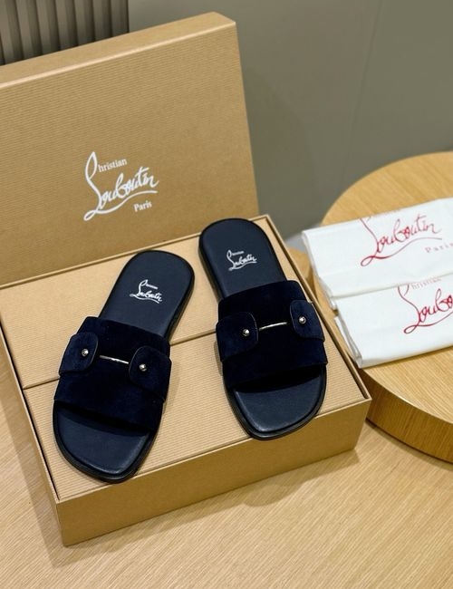 Christian Louboutin Genuine Leather Summer Slide Sandals