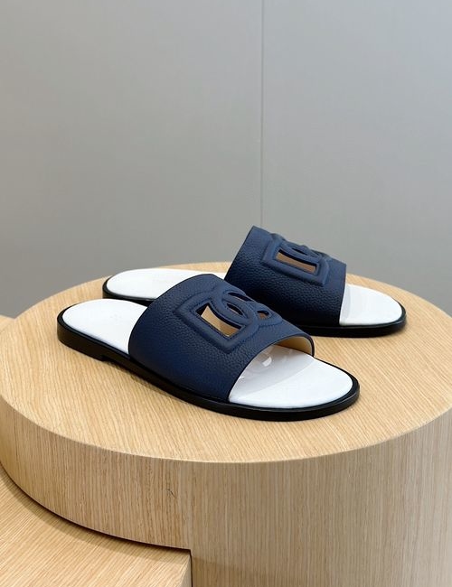 Dolce & Gabbana DG Calfskin Slides With Leather Outsole