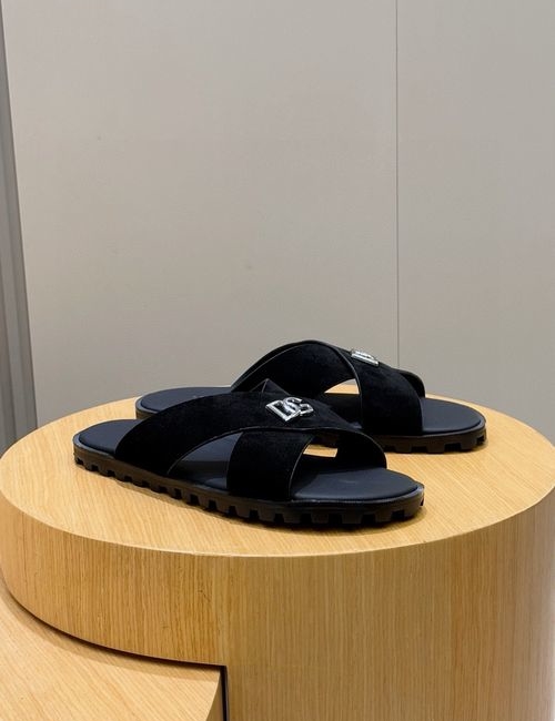Dolce & Gabbana DG Cowhide Logo Slippers