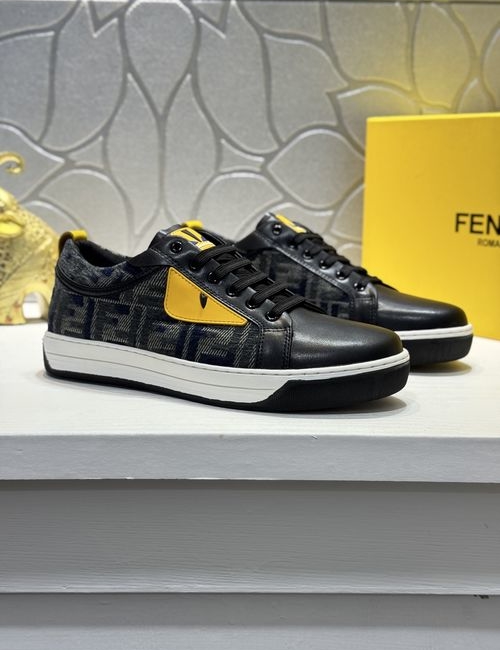 Fendi Stitched Leather Sneakers With Original Sole