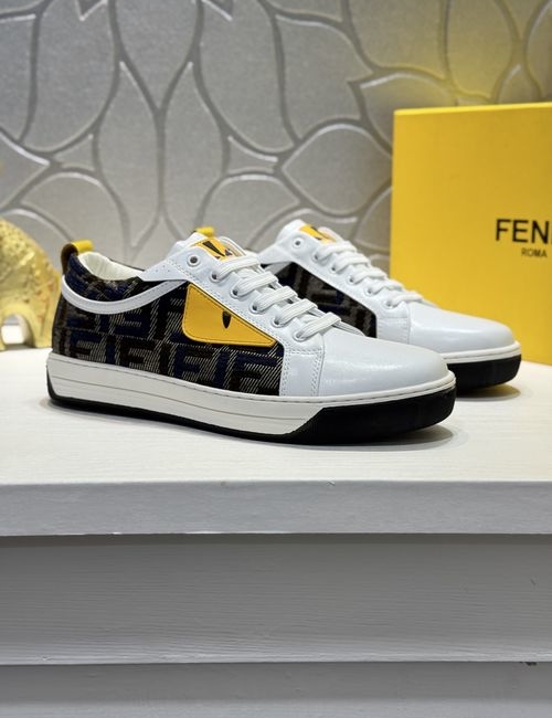 Fendi Stitched Leather Sneakers With Original Sole