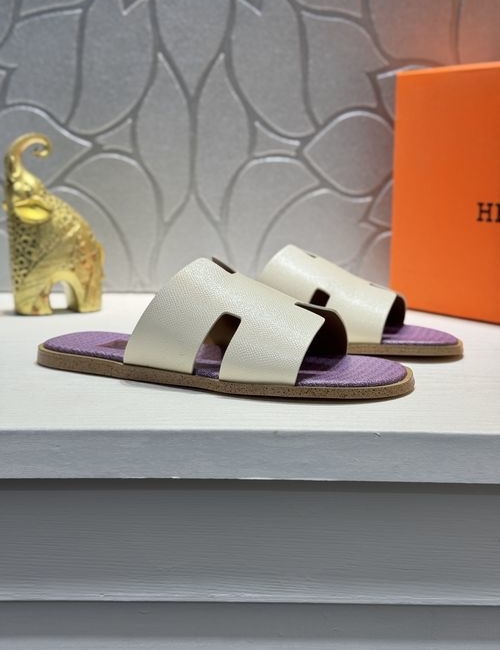Hermes Oran Slides Palm-grain Leather Upper Original Sole