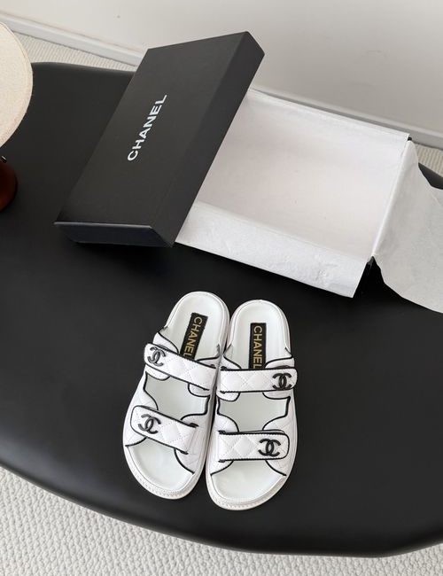 Chanel Velcro Sandals With Sheepskin Lining