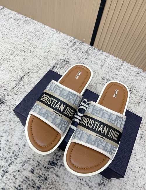 Christian Dior CD Oblique Embroidered Logo Flat Beach Sandals
