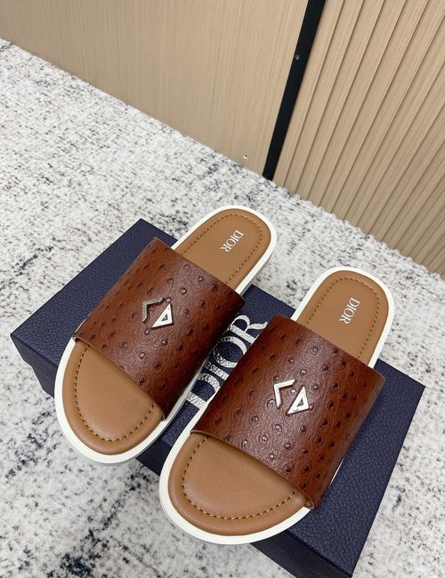 Christian Dior CD Embroidered CD Logo Leather Slides