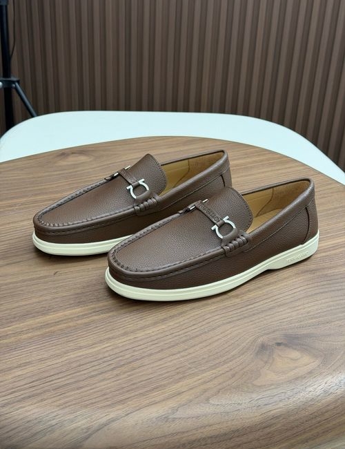 Ferragamo Driving Loafers With Slip-On Design And Box