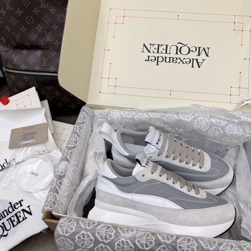 McQueen Sprint Sneakers Leather Seal Logo Sheepskin Insole