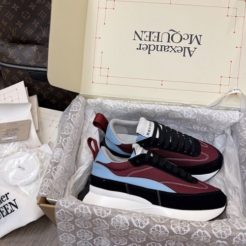 McQueen Sprint Sneakers Leather Seal Logo Sheepskin Insole